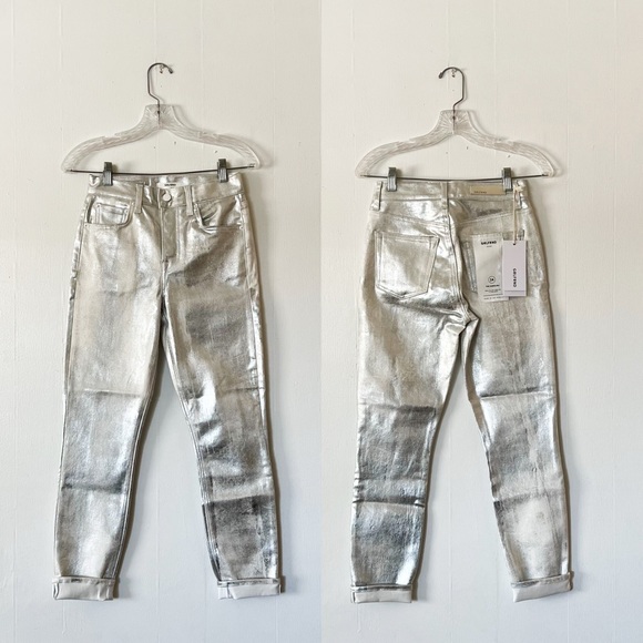 NWT GRLFRND Karolina Silver Metallic Skinny Jean - Picture 5 of 11